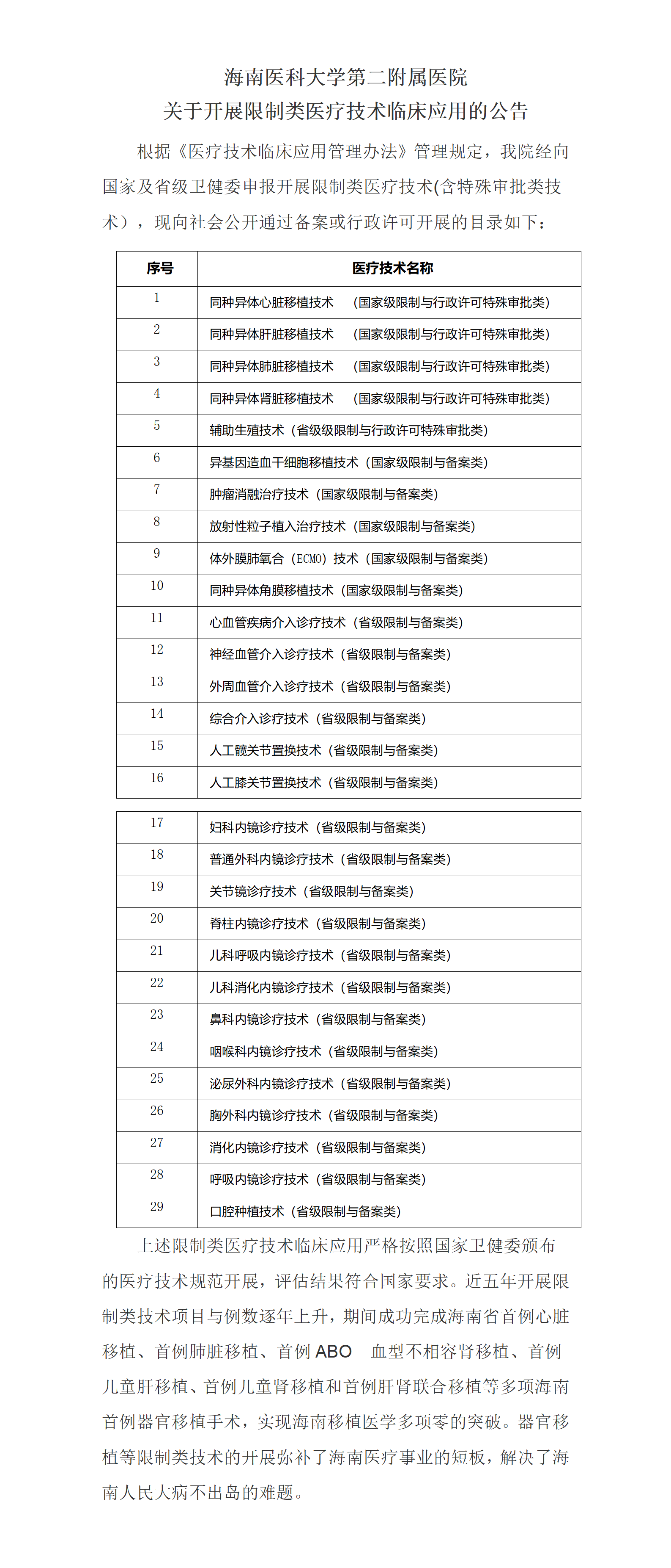 海南醫(yī)科大學(xué)第二附屬醫(yī)院限制類技術(shù)臨床應(yīng)用公告_01.png